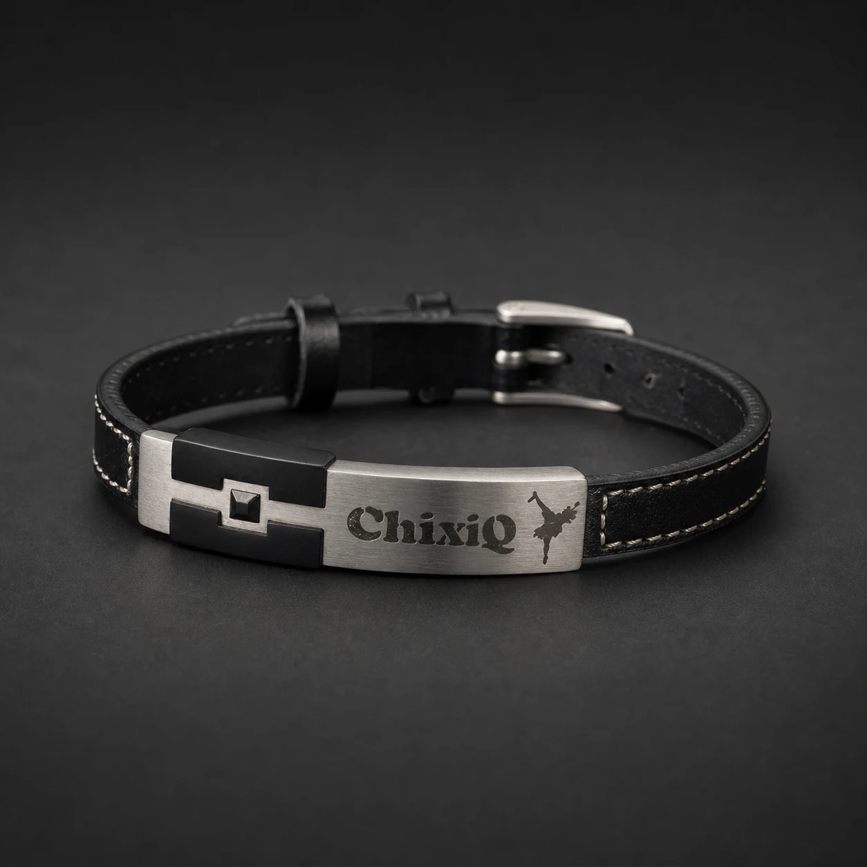 Side profile of the black ChixiQ Founder Edition bracelet