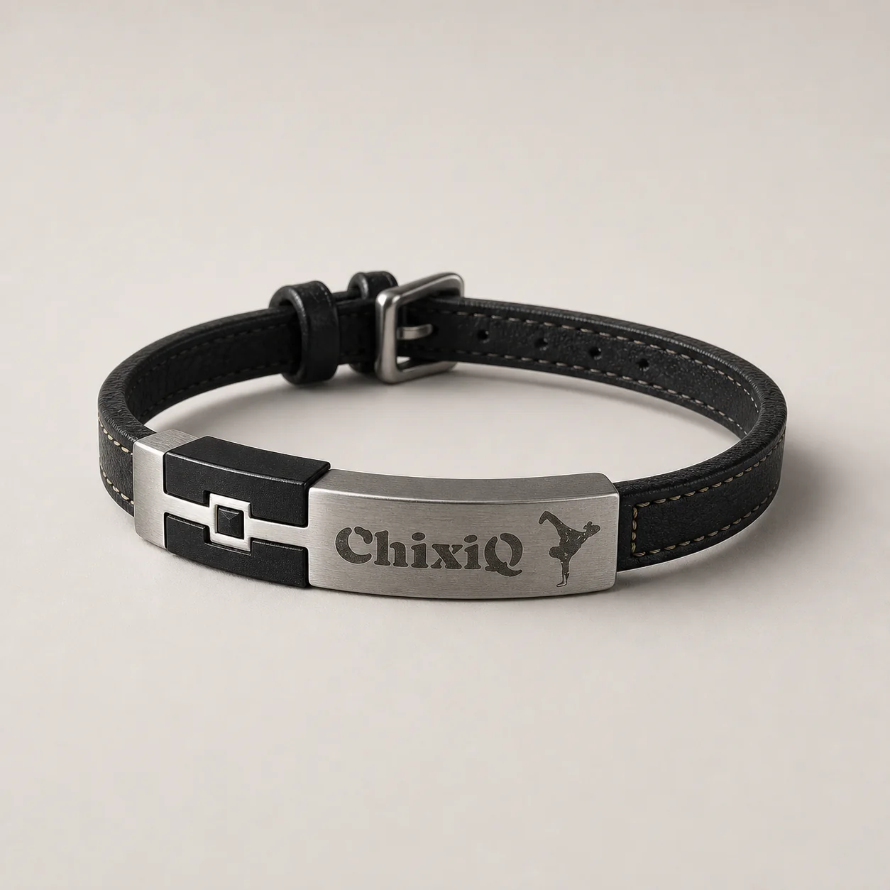 Side profile of the black ChixiQ Founder Edition bracelet